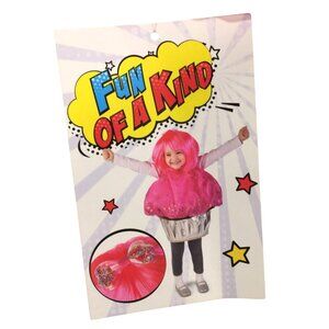 FUN OF A KIND Toddler 3T Hot Pink Cupcake Costume with Wig Bow